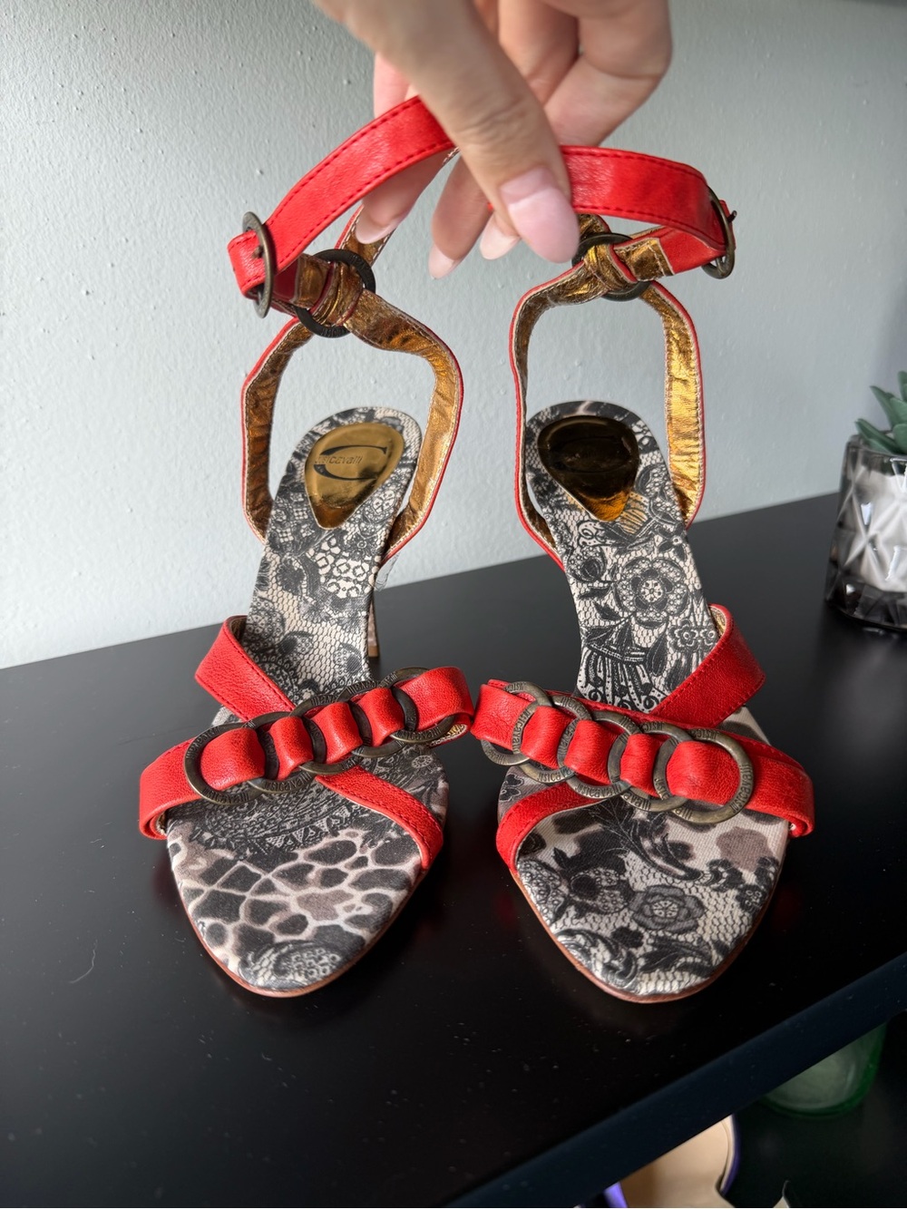 Just Cavalli vintage Red strappy Women's Heeled Sandals